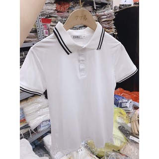 Áo phông cổ đức kẻ viền nữ