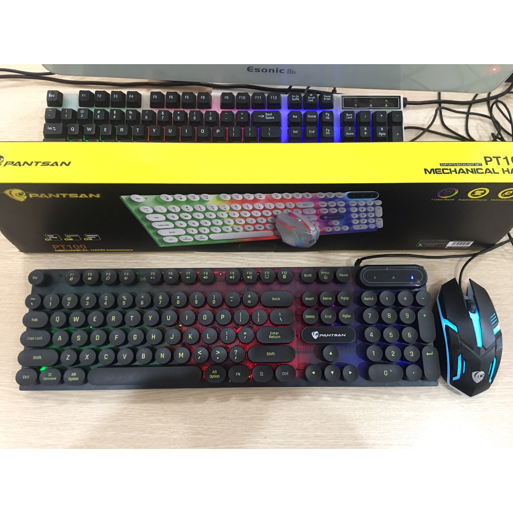 Combo bộ phím chuột Chuyên Game giả cơ Pantsan PT100 led 7 màu