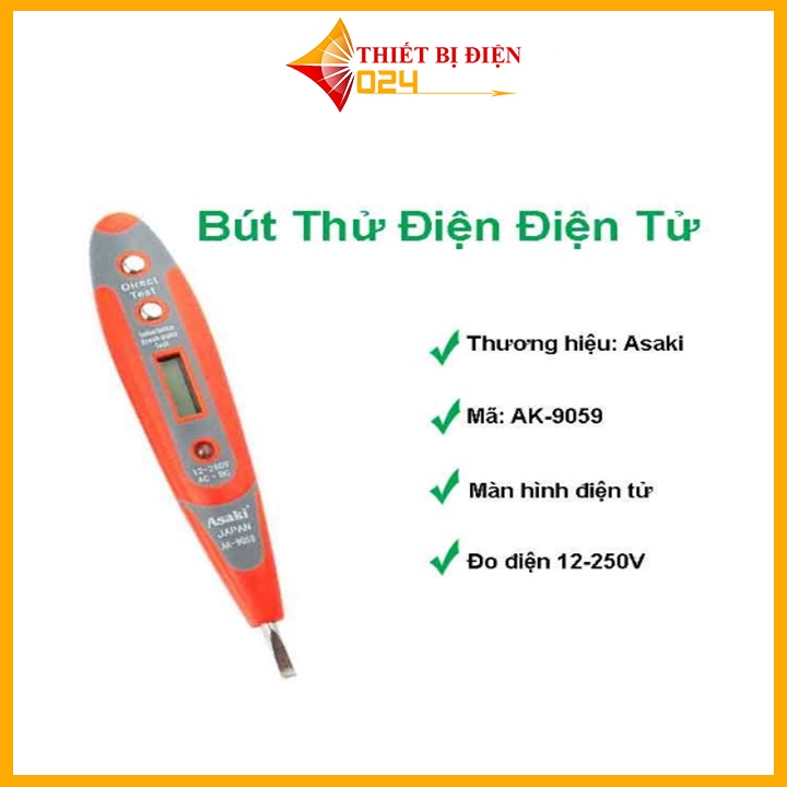 Bút thử điện Asaki AK-9059 hiển thị màn hình điện tử cao cấp