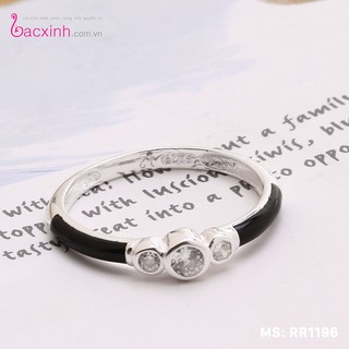 Nhẫn bạc Ý 925 Bạc Xinh Huệ Ngân - Nhẫn 3 viên đá đẹp RR1196