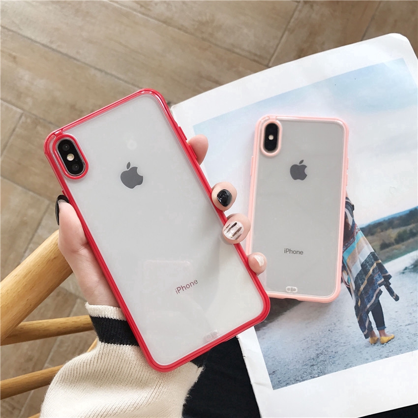 Double Color Ốp điện thoại trong suốt phối viền có màu cho IPhone 12 Pro Max 12mini 11 Pro Max XR Xs Max 6s 8 7 Plus