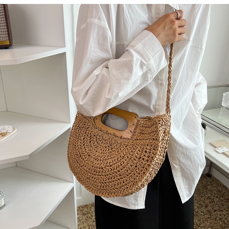 Túi Đeo Vai Đan Rơm Cầm Tay Sức Chứa Lớn Thời Trang Cho Nữ