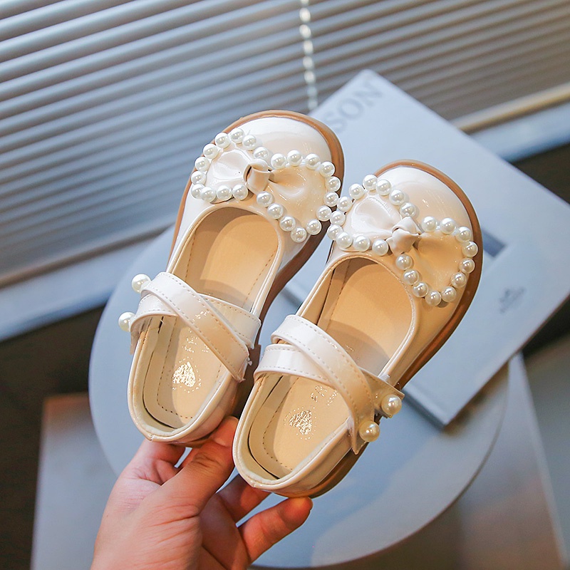 Giày Búp Bê Da Đế Mềm Chống Trượt Đính Nơ Dễ Thương Cho Bé Gái Từ 3-16 Tuổi