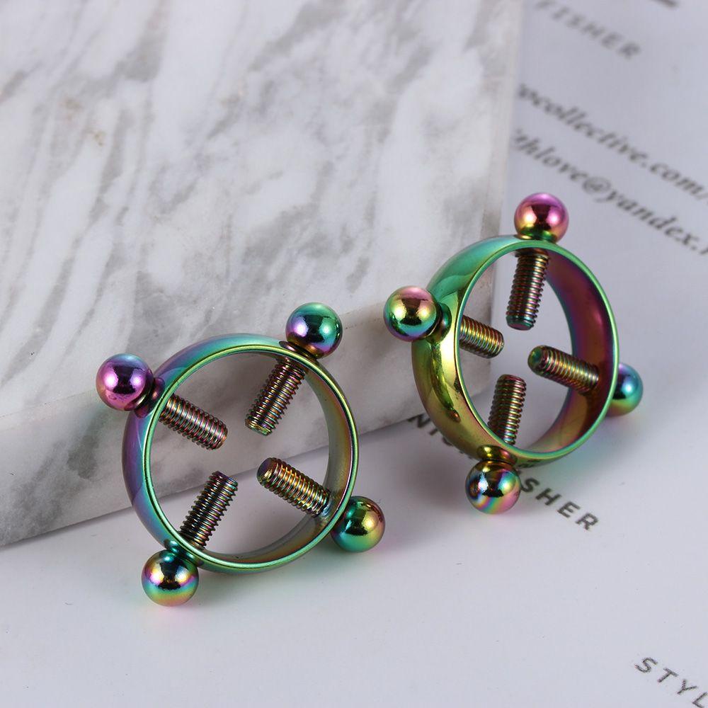 1 Cặp Khuyên Nhũ Hoa Tròn Dạng Kẹp Có Thể Điều Chỉnh Thời Trang