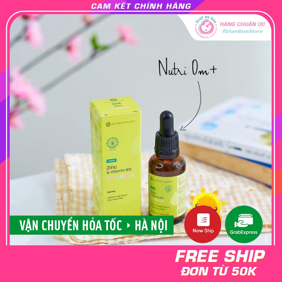 Kẽm Zinc Vitamin B12 Nutrivitality dạng nhỏ giọt 30ml cho bé từ sơ sinh - Xuất xứ Anh