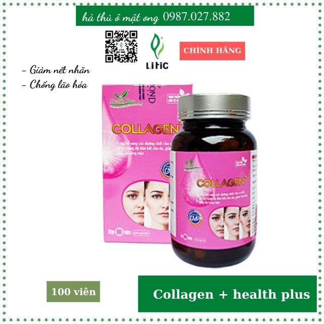 Colagen dạng viên hộp 100 viên, tiện dụng đẩy lùi da khô sạm , ngăn ngừa nếp nhăn HCLG