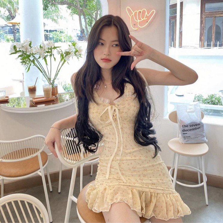 Đầm nữ hoa nhí hai dây mini Emilyshop