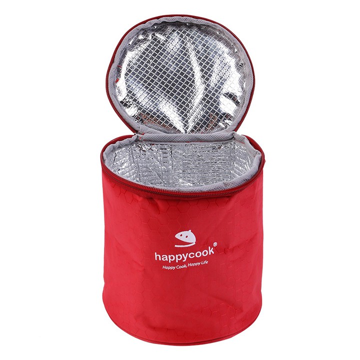 Túi giữ nhiệt hình tròn đường kính 14cm cao 19cm cao 20cm vải dù dầy màu đỏ tx114