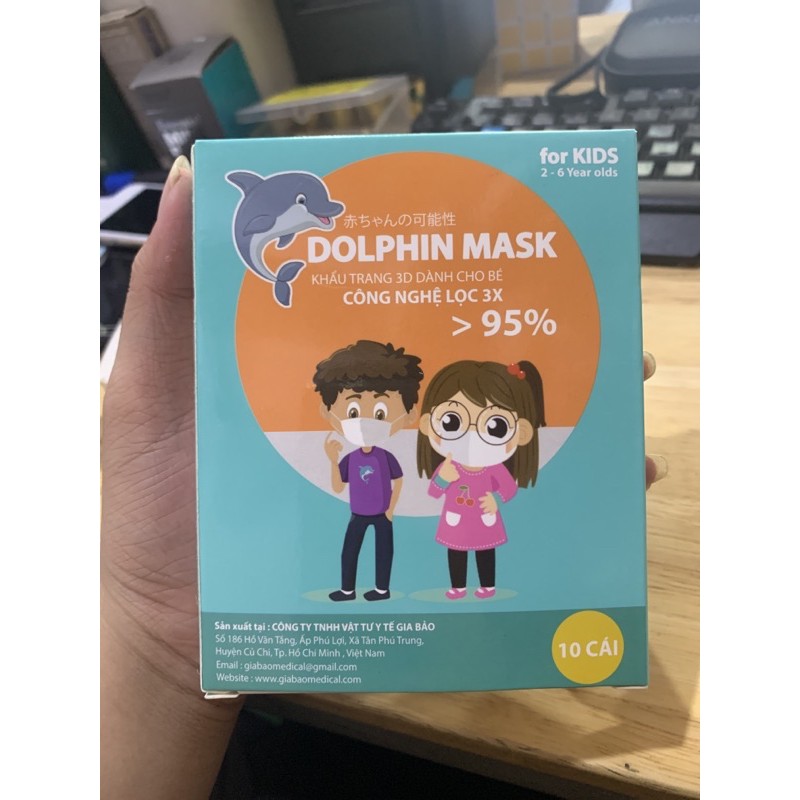 Khẩu trang 3D DOLPHIN MASK hoạ tiết khủng long dễ thương - DÀNH CHO BÉ TỪ 6 TUỔI TRỞ XUỐNG | BigBuy360 - bigbuy360.vn