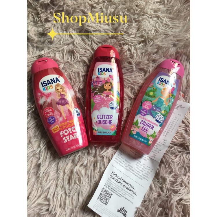 Sữa tắm gội hương trái cây dành cho bé gái 300ML Isana - Bill Đức,[Hàng nội địa Đức] Sữa tắm gội ISA