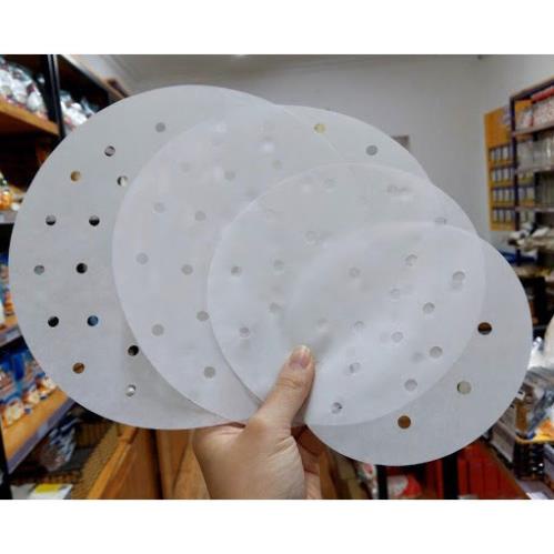 Giấy Nến Đục Lỗ Giấy Nến Cho Nồi Chiên Không Dầu, Lót Xửng Hấp, Hấp Bánh Bao 100 tờ size 23cm  BN