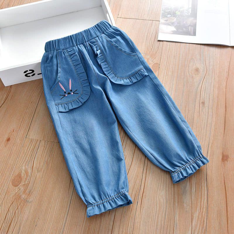 Quần Jeans Bé Gái Lưng Thun, Ống Túm Cho Bé Size Từ 11-30Kg