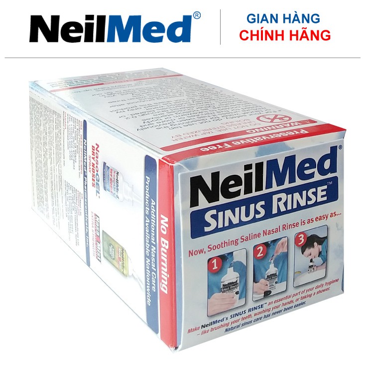 Bộ Dụng Cụ (Bình) Rửa Mũi Xoang Người Lớn NeilMed Sinus Rinse Adult Kit (1 bình + 10 gói hỗn hợp muối rửa)