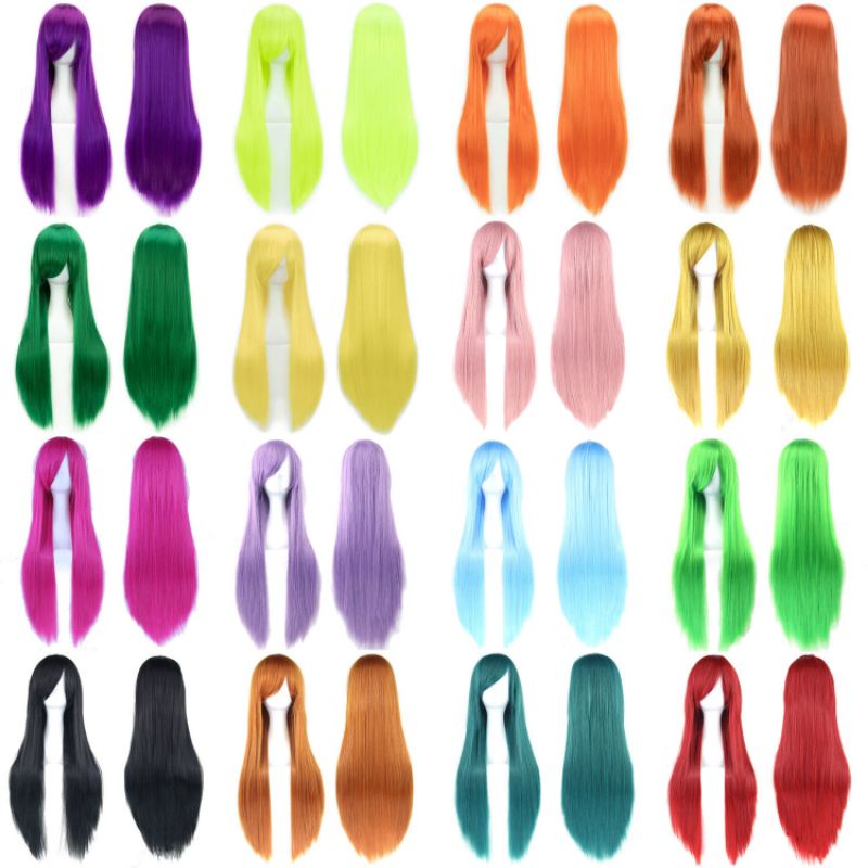 Tóc giả/Wig Cosplay dài cơ bản có mái, nhiều màu 1m