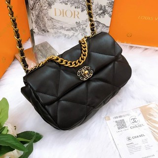 Túi xách da trần ô mềm dây quai xích
