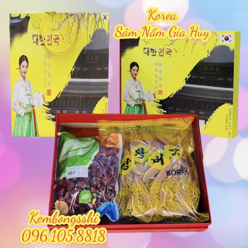 [SET QUÀ BIẾU] Hộp Quà Tặng Nấm Linh Chi, Táo Đỏ HÀN QUỐC [Hộp 1 kg táo + 0.5 kg nấm linh chi]