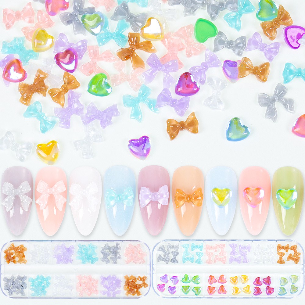 [Hàng mới về] Phụ kiện đính móng trang trí 3D nghệ thuật kiểu dáng trong suốt phong cách Nhật Bản