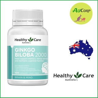 Viên Uống Bổ Não, Hỗ Trợ Lưu Thông Tuần Hoàn Máu Não - Healthy Care Ginkgo Biloba 2000 - ÚC - 100 viên