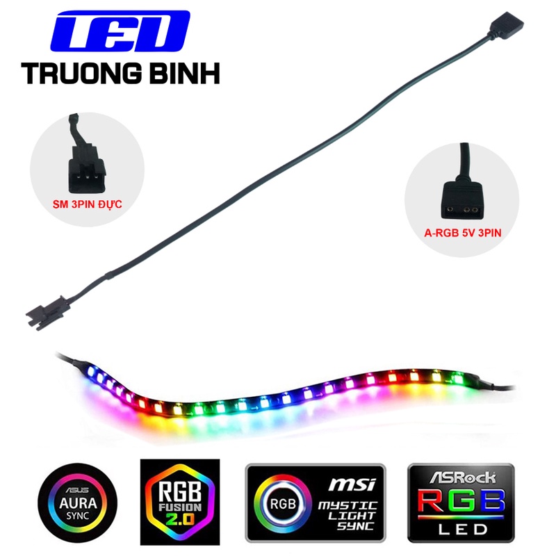 DÂY CHUYỂN ĐỔI ARGB 5V3PIN MÁY TÍNH PC SANG SM3PIN kẾT NỐI LED FULL MÀU WS2812B VỚI AURA