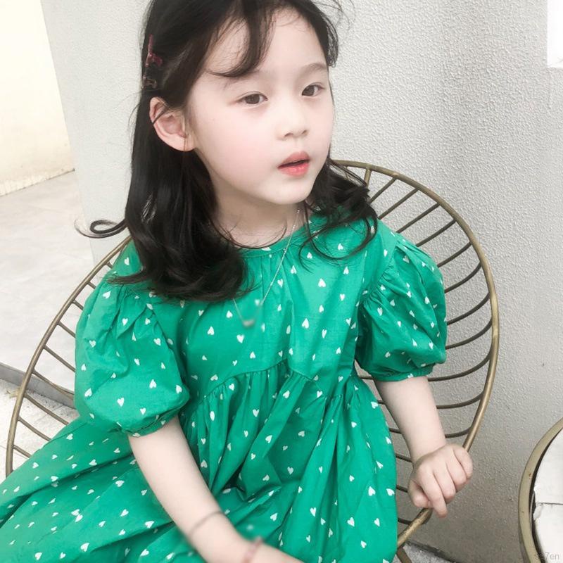 Đầm công chúa tay ngắn cổ tròn se7en phong cách hàn quốc cho bé gái