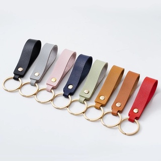 Image of 8 Colors Classic Solid Color PU Leather Car Keychain Casual Business Unisex Key Holder Lanyard Strap For Women Men Wallet Accessories