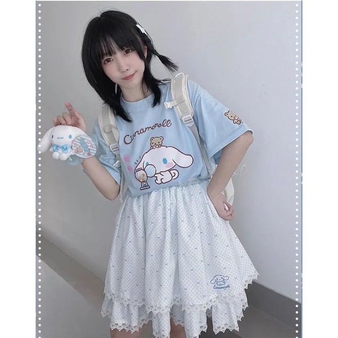 Áo Thun Tay Ngắn Cổ Tròn In Hình Chú Chó Cinnamon Dễ Thương Thời Trang Mùa Hè Cho Nữ