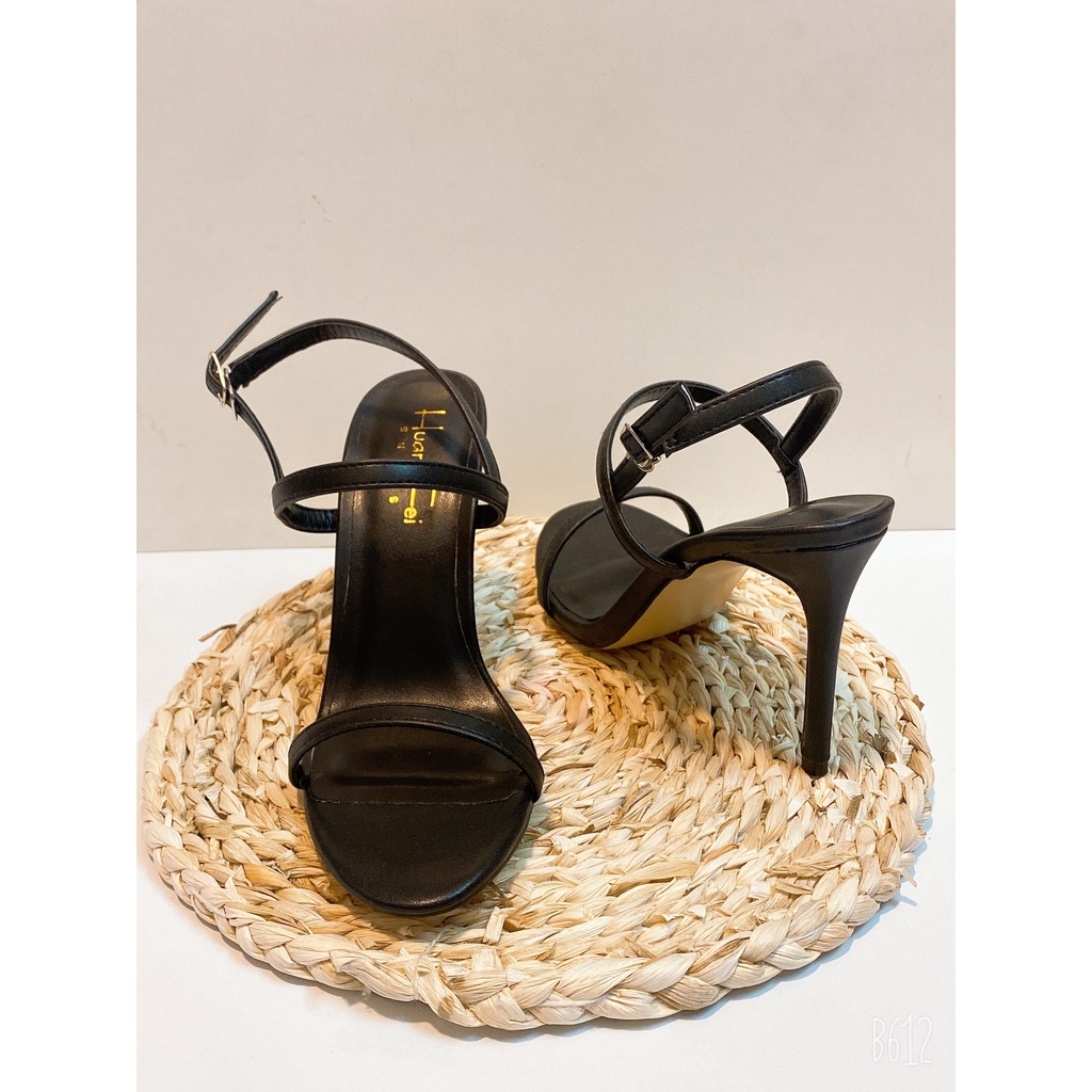 Giày Sandal Cao Gót Quai Mảnh Chất Liệu  Da Lì HF26 Gót Cao 9 cm