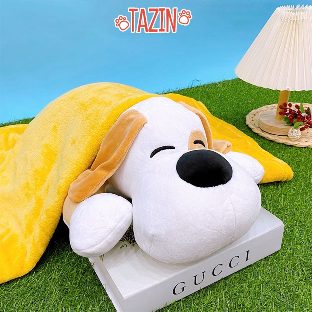 Bộ Gối Chăn Mền Hình Chó Dễ Thương, Gối bông Tazin Cao Cấp