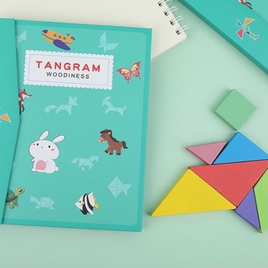 Đồ chơi xếp hình nam châm sách xếp hình tangram gỗ sáng tạo phát triển trí thông minh đồ chơi gỗ Bonkids toys