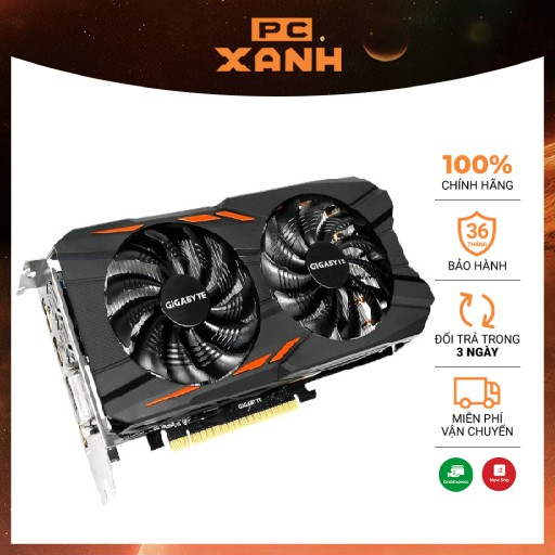 Card màn hình VGA Gigabyte 4GB GV-N105TOC-4GD GTX1050 Ti DDR5 chính hãng chuyên PC Gaming (kèm main)