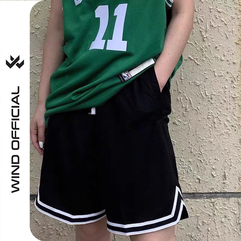 [Mã FATHANG5 giảm 10K đơn 50K] Quần short thun unisex Wind form rộng bóng chày Chữ V lửng nam nữ oversize ulzzang