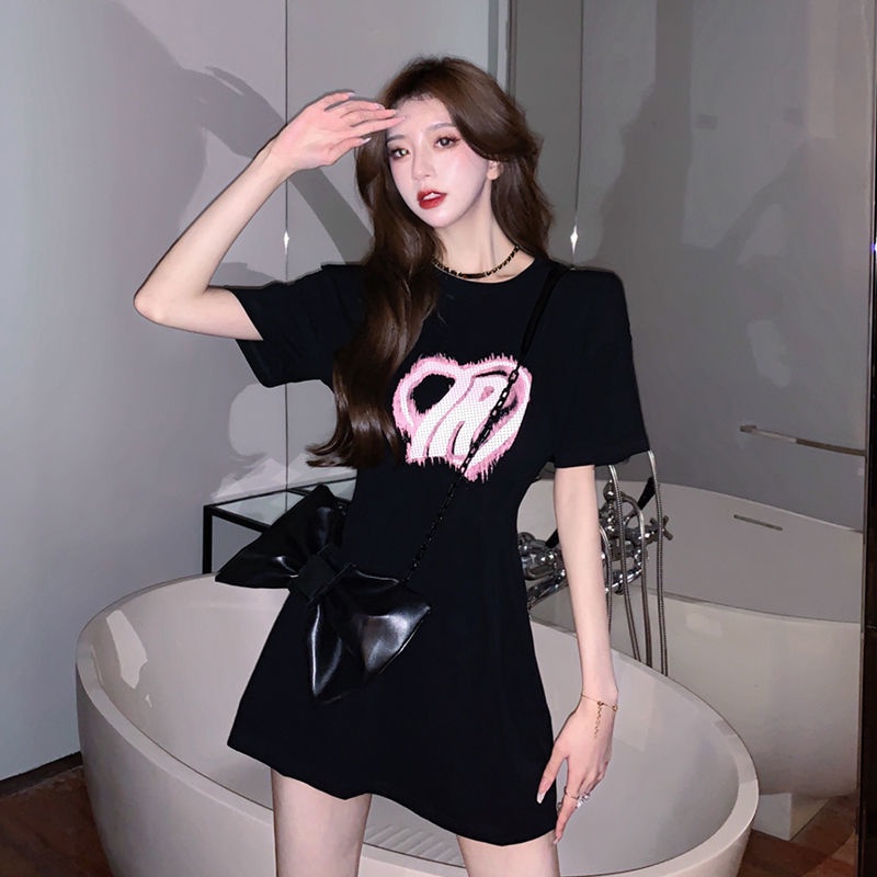 Đầm COZOKC ngắn tay ôm eo in họa tiết xinh xắn dành cho nữ