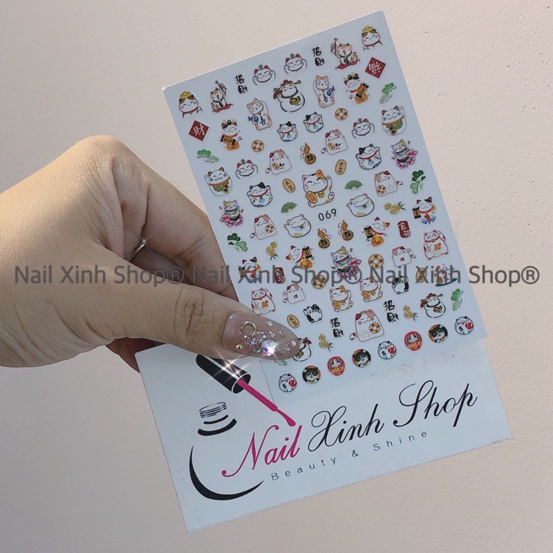 Sticker Tết Nguyên Đán- Sticker mèo thần tài - sticker dán móng
