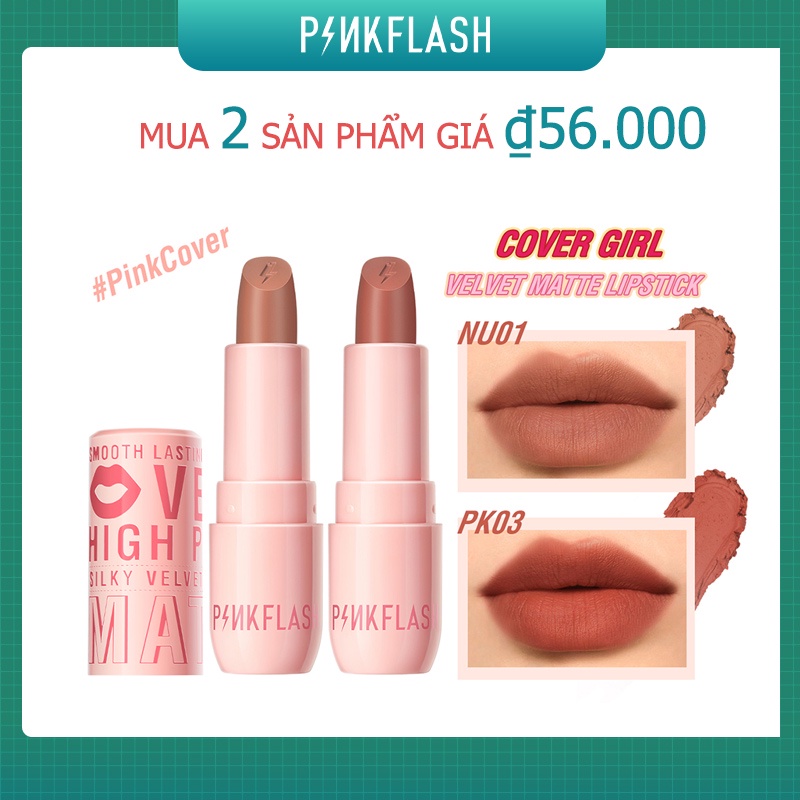 Pinkflash #Son lì mềm mịn như nhung sắc tố cao không khô môi