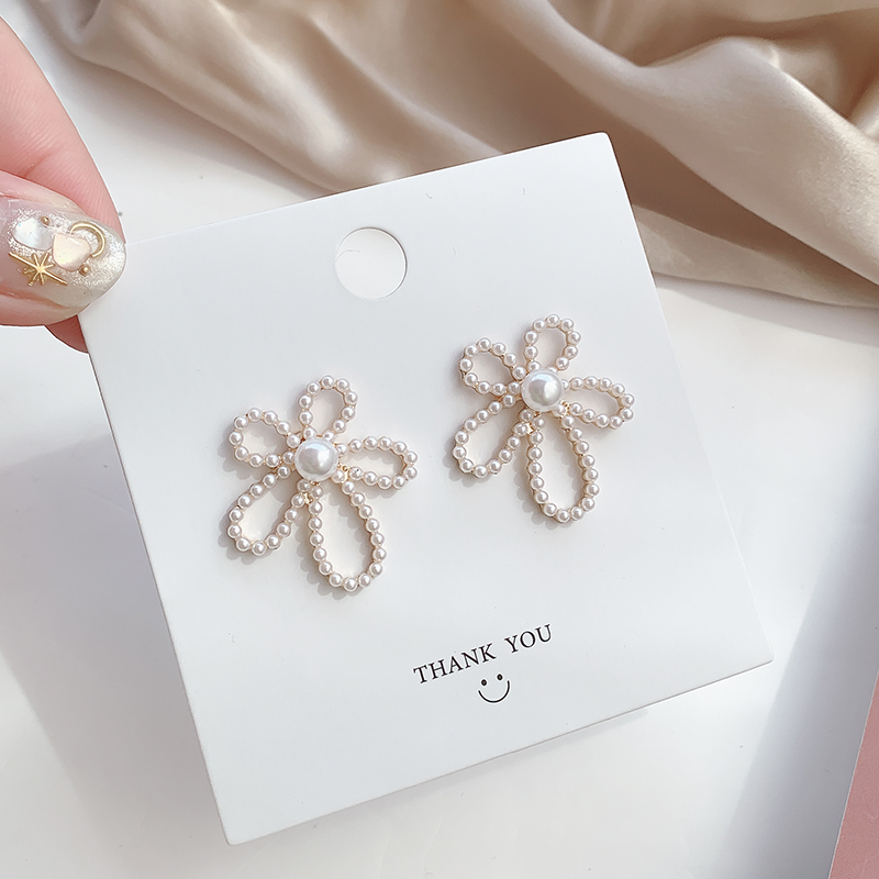 Bông tai bạc 925 hình hoa đơn giản xinh xắn cho nữ