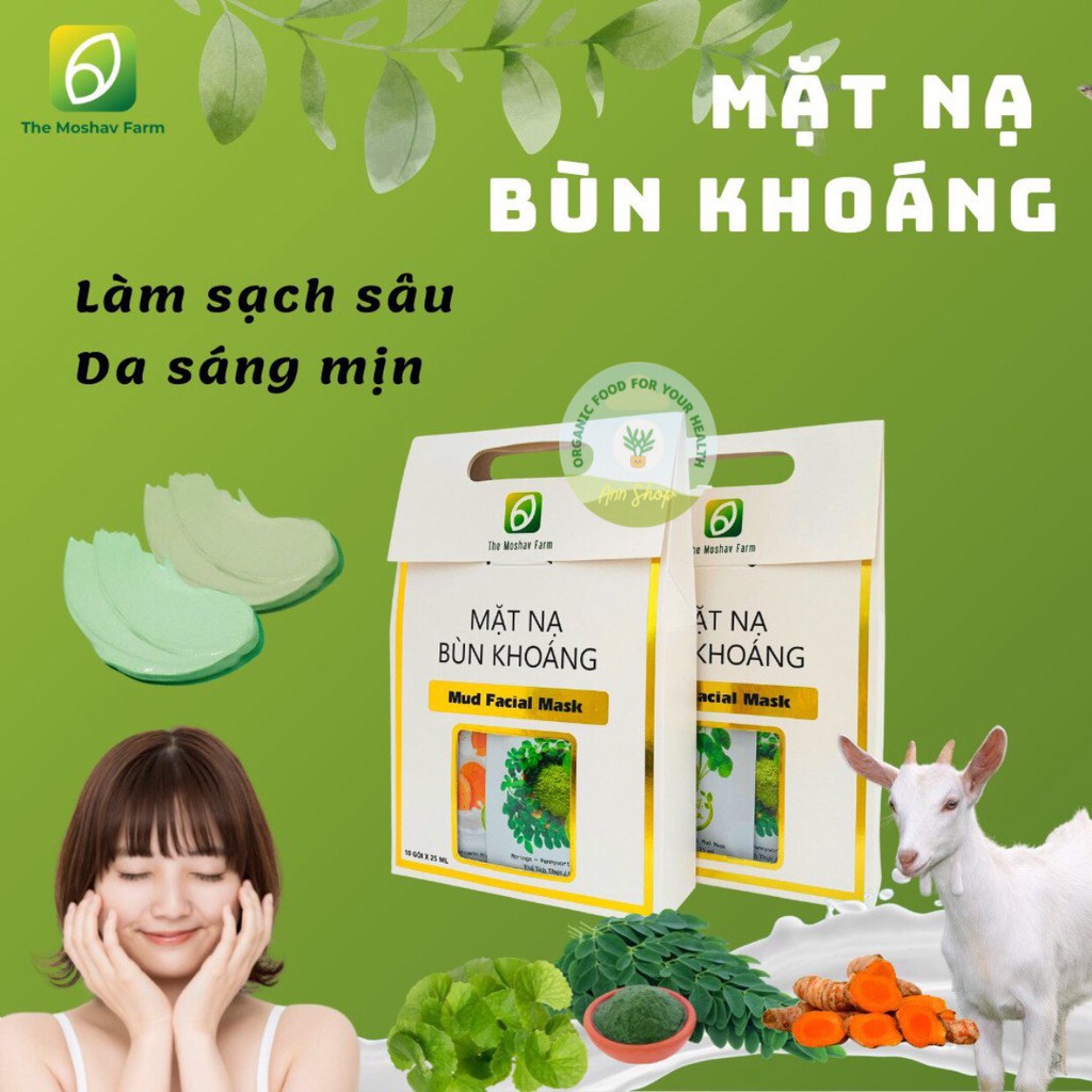 Mặt Nạ Bùn Khoáng Sữa Dê, Nghệ Đỏ ❤️Freeship❤️ Mặt Nạ Bùn Khoáng The Moshav Farm Detox Da, Làm Sáng Da