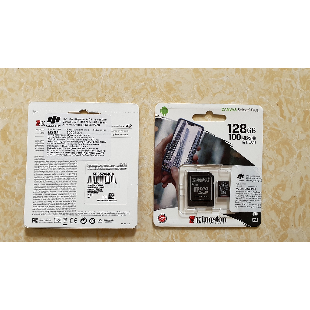 Thẻ nhớ MicroSD Kingston Canvas Select Plus Class 10 U1 100MB - Hàng FPT phân phối