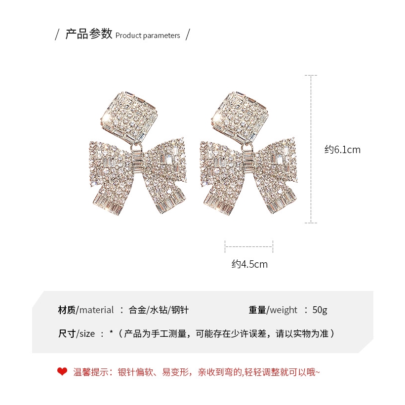 Khuyên tai đính đá hình nơ phong cách thanh lịch dành cho nữ