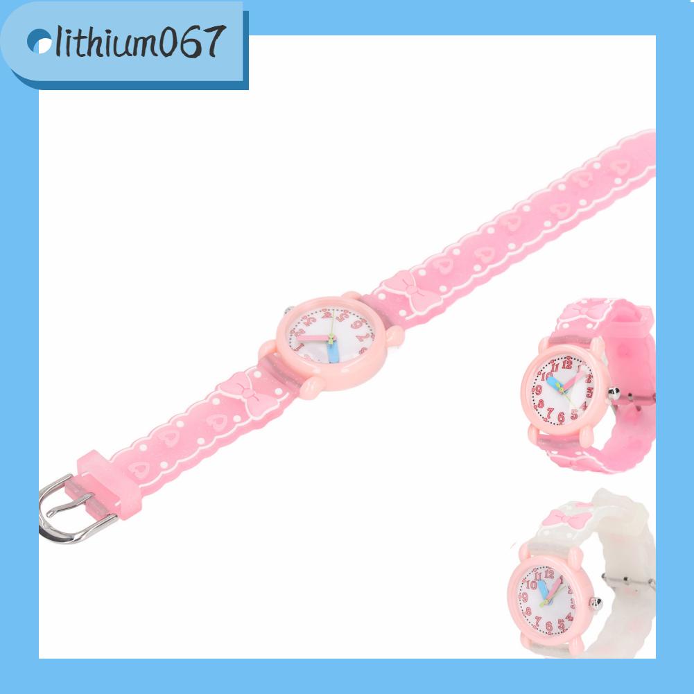 Lithium067 Lithium067 Cô gái Đồ chơi Đồng hồ 3D Quy mô rõ ràng Trang trí Nơ dễ thương Hoạt hình không thấm nước cho 3 đến 10 tuổi Trường học tại nhà