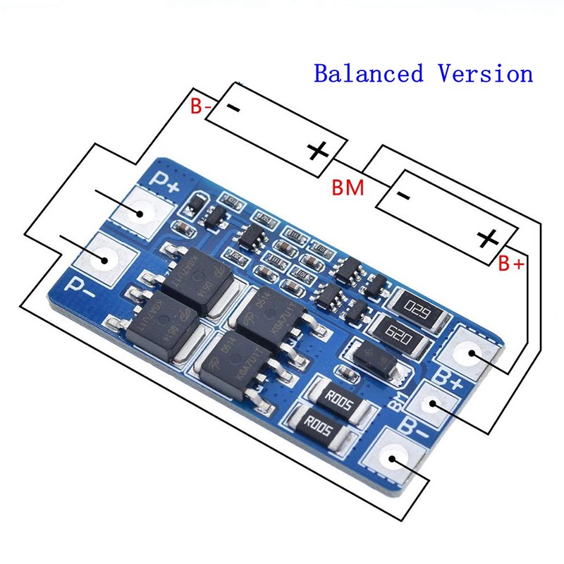 Bảng bảo vệ pin lithium 2S 10A 6.4V lithium sắt Phosphate 7.4V 8.4V với bảo vệ quá tải cân bằng