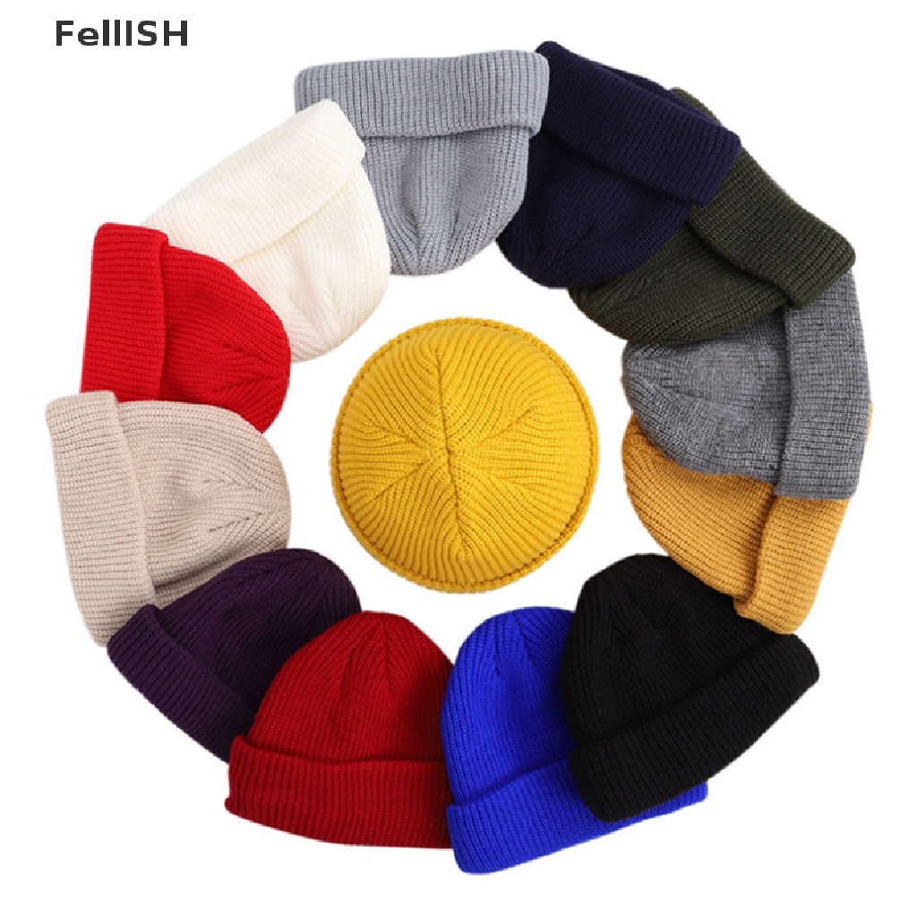 [Fel] Unisex Men Women Beanie Hat Warm Ribbed Winter Turn Ski Fisherman Docker Hat New COD