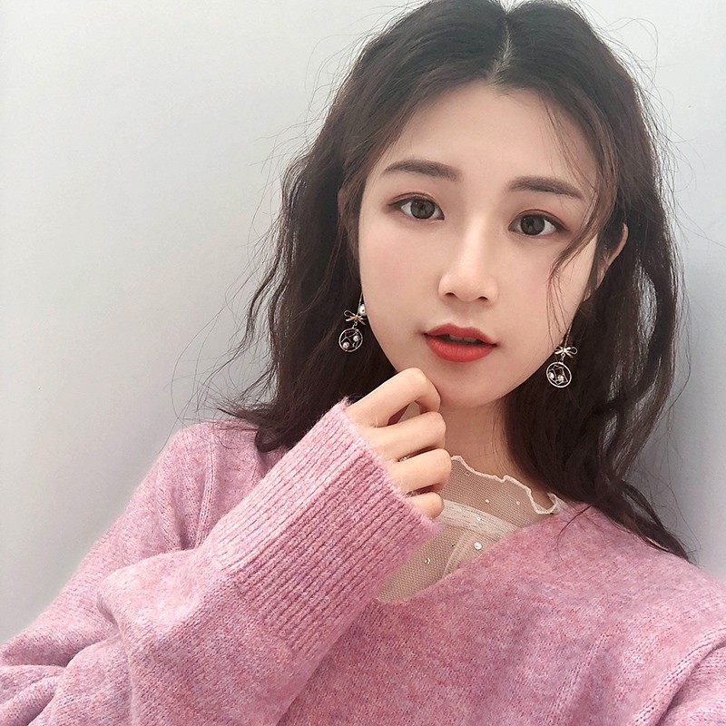 Bông Tai Dáng Dài Hình Dreamcatcher Đính Ngọc Trai Giả A695 Cho Nữ