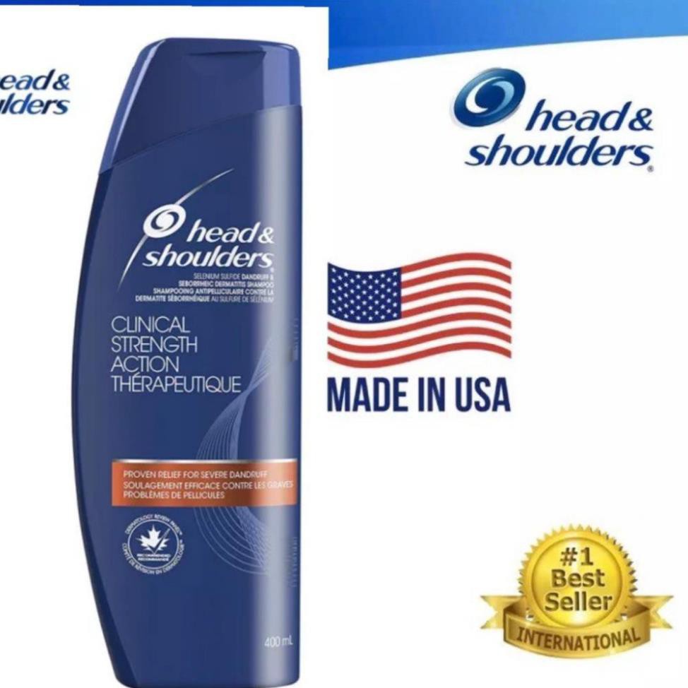 Head and shoulders Mỹ 𝐇à𝐧𝐠 𝐜𝐚𝐨 𝐜ấ𝐩 𝐍𝐡ấ𝐭 Clinical strength 400ml