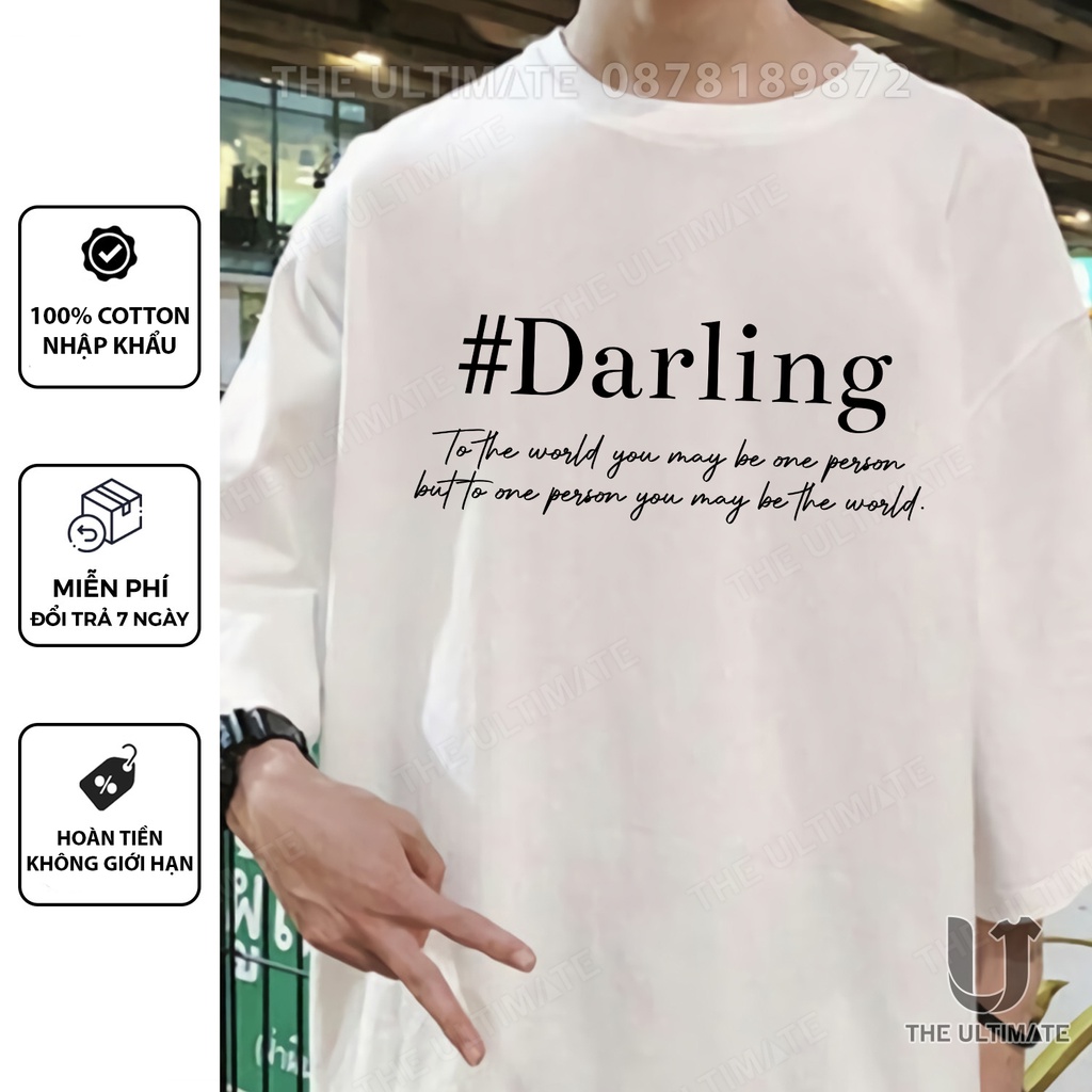 Áo đôi Darling Bae , áo thun cặp nam nữ cực đáng yêu, tay lỡ Unisex form rộng vải 100% cotton co giãn