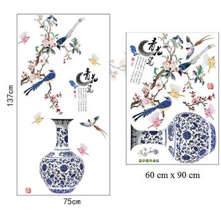 Decal 3D Bình hoa đào