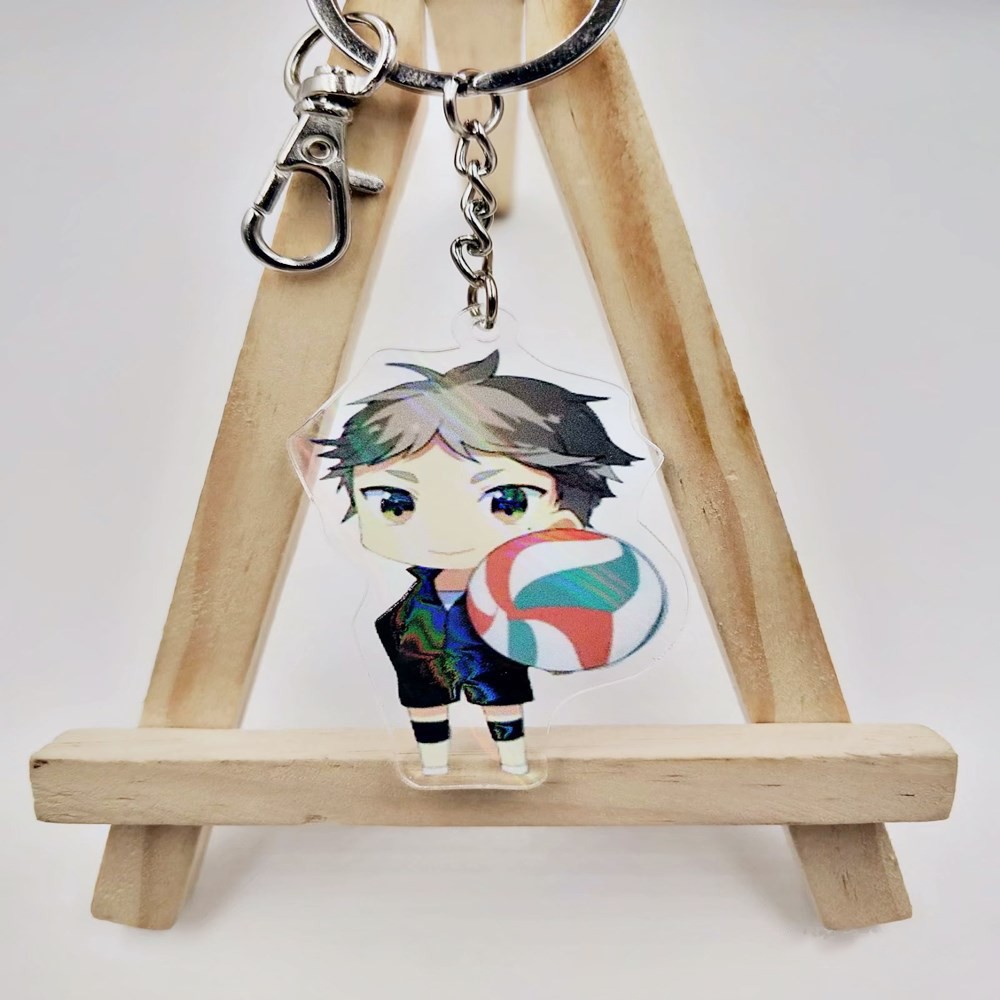 Anime Cartoon Volleyball Teenager Acrylic Keychain Chain Transparent Double Side Bag Pendant for Kids Gift