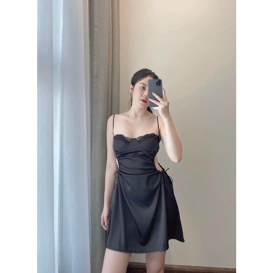 Váy ngủ lụa sexy khoét eo cao cấp Đầm mặc nhà gợi cảm quyến rũ