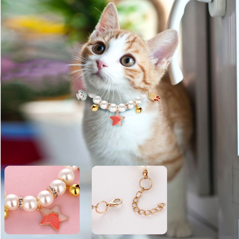 Vòng đeo cổ đính ngọc trai nhân tạo tinh tế dành cho chó mèo