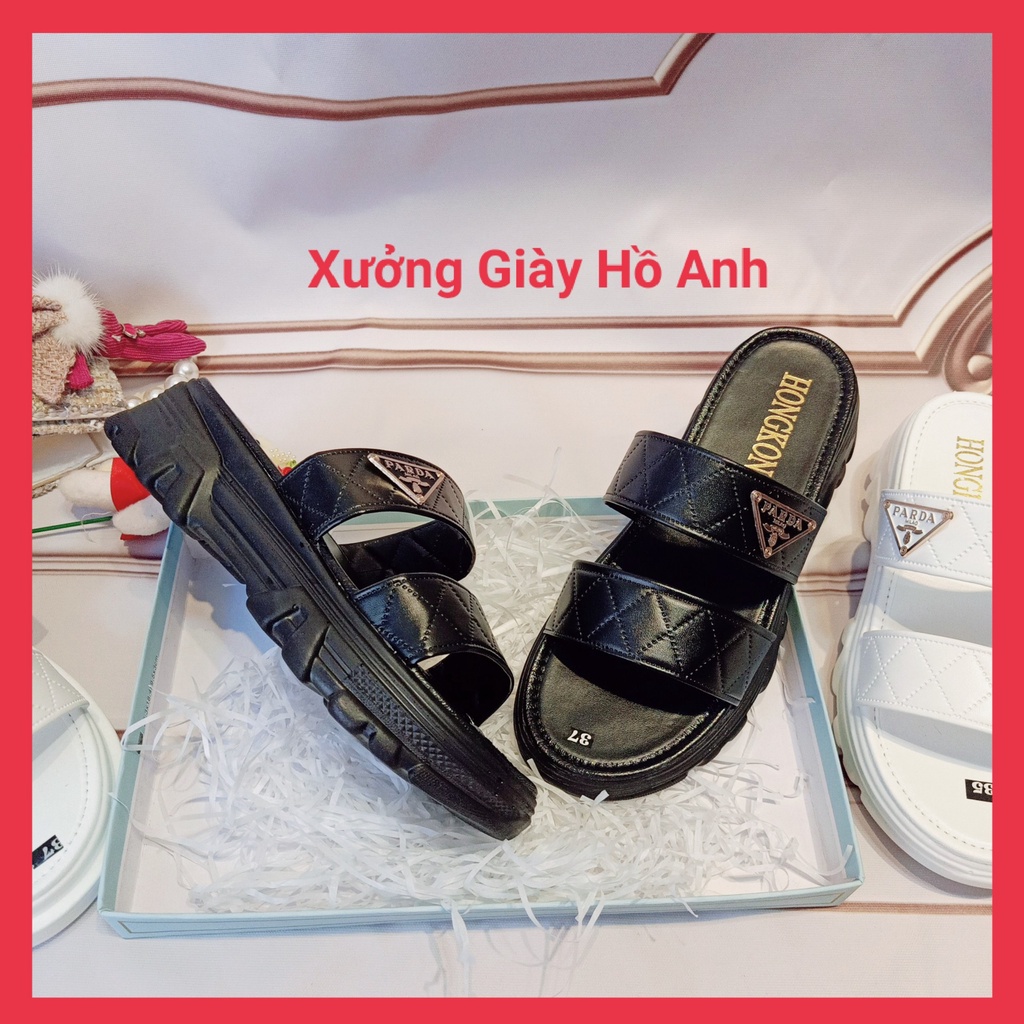 Dép Nữ Quai Dập Đế PU Bánh Mì Siêu Nhẹ Cao 5P Hót Hít Cực Sang Chảnh