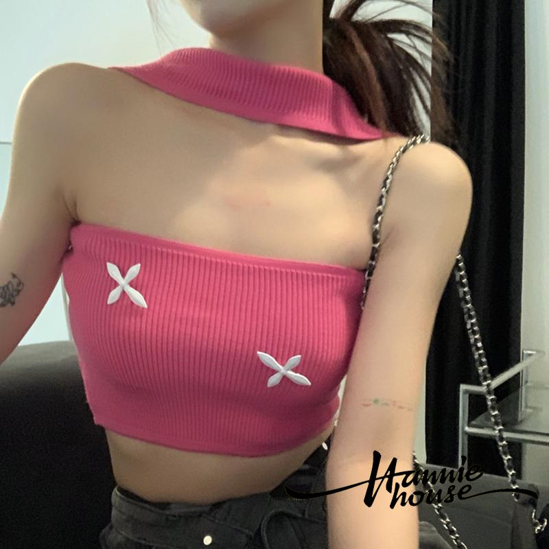 Áo Dệt Kim Sát Nách Cổ Yếm Đan Chéo In Họa Tiết Độc Đáo Thời Trang Cho Nữ